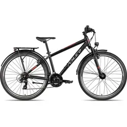 Adler Ace 26 Zoll Jugendfahrrad - Schwarz - Das Adler Ace 26 Zoll ist dein zuverlässiger Begleiter für Alltag und Abenteuer. Mit leichtem Aluminiumrahmen, präziser Shimano Schaltung und komfortabler Federgabel bietet es Fahrspaß und Stabilität für jeden Einsatz.