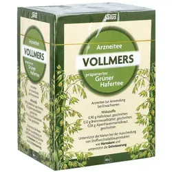 Vollmers präparierter grüner Hafertee Filterbeutel - Arzneimittel zur Unterstützung der Nierenfunktion, enthält natürliche Inhaltsstoffe wie Haferkraut und Brennnesselkraut für eine sanfte Entgiftung.
