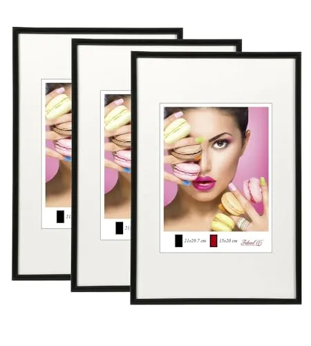 IDEAL TREND 2er 3er 5er Pack Photo Style Set Bilderrahmen Wanddeko Collage Poster Kunststoff Rahmen: Farbe: 3er Pack Schwarz | Format: 10x15