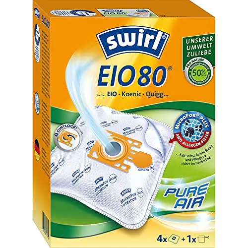 Swirl Staubsaugerbeutel EIO 80 - 4 MicroporPlus-Filter, hohe Filtration für saubere Luft und optimale Leistung
