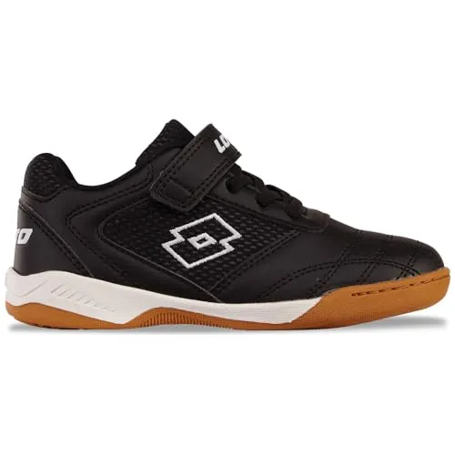 Lotto Hallenschuh - Kinder Sneaker in flexibler Passform - Sneaker für Kinder mit rutschhemmender Laufsohle, ideal für Hallensport. Pflegeleichtes Synthetik-Obermaterial und einfacher Klettverschluss für unkompliziertes An- und Ausziehen.