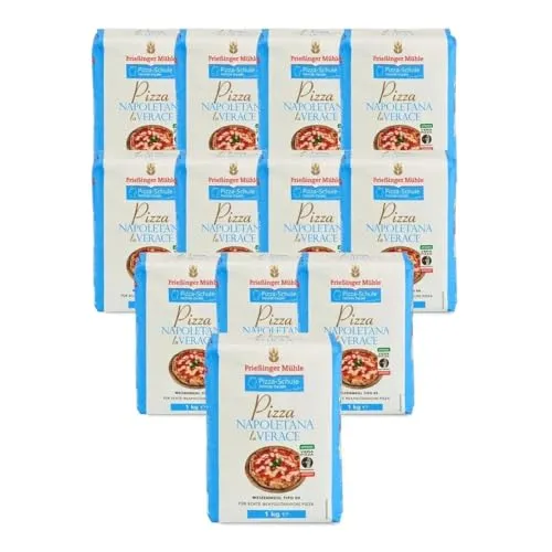 Bielmeier Frießinger Mühle Pizzamehl Verace Napoletana 12×1 kg – Hochwertiges Pizza Mehl Typ 00 für neapolitanische Pizza - OPTIMALE TEIGBASIS – Hochwertiges Pizzamehl Typ 00 für authentische neapolitanische Pizza. Hoher Proteinanteil für geschmeidigen Teig und knusprige Kruste. IDEAL FÜR VIELSEITIGE BACKPROJEKTE – Auch perfekt für Focaccia, Ciabatta und mehr. XXL-VORRAT – 12×1 kg für regelmäßigen Einsatz.
