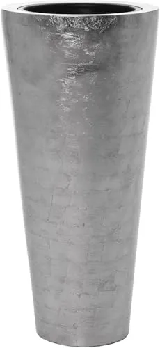 VIVANNO Pflanzkübel RONDO CLASSICO Rund, Silber Hochglanz 38x80 cm - Eleganter Pflanzkübel aus Fiberglas in Silber Hochglanz, ideal für Innenräume. Pflegeleicht und stabil, perfekt für Hotels und Restaurants oder als Blickfang Zuhause.