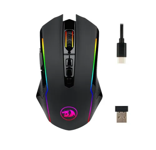 Redragon M910-KS Gaming-Maus – Drahtlos & Kabelgebunden, 8000 DPI - Erleben Sie Gaming auf einem neuen Level mit der Redragon M910-KS. Diese ergonomische Maus bietet 5 DPI-Stufen, 9 programmierbare Tasten und zwei Verbindungsmodi für maximale Flexibilität und Kontrolle.