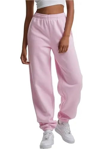 Urban Classics Ladies Fluffy Sweatpants softpink, M - Damen-Hosen: Bequeme Sweathosen aus weichem Material mit elastischem Bund und seitlichen Taschen für optimalen Komfort – perfekt für Sport und Entspannung.