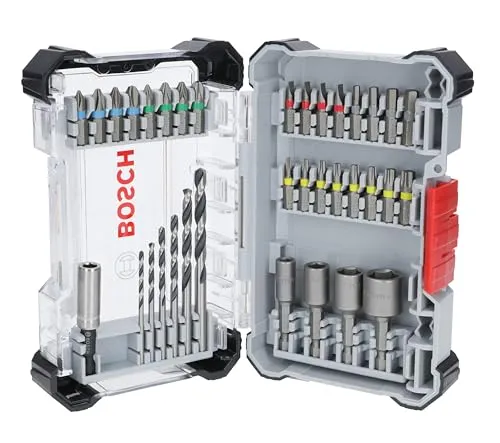Bosch Accessories 2607017726 Werkzeugset - 35-teiliges Extra Hard und Metal HSS Set, ideal für effektives Bohren und Schraubarbeiten in Metall, mit wärmebehandelten Schrauberbits für hohe Langlebigkeit.