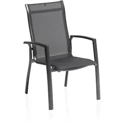 Kettler Legato Curve Silver Line Stapelsessel - Anthrazit - Gartenstühle, eleganter Stapelsessel aus hochwertigem Aluminium und wetterfestem Outdoorgewebe, ideal für stilvolle Außenbereiche.