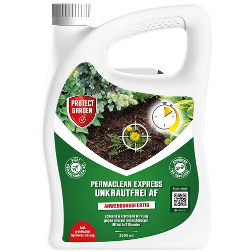 Protect Garden Permaclean Express Unkrautfrei AF, 2,5 Liter - Dünger zur effektiven Bekämpfung von Unkraut und Moos auf Wegen, Plätzen und unter Pflanzen. Wirkt schnell gegen hartnäckiges Unkraut wie Giersch.