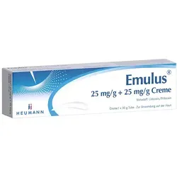 Emulus 25 mg/g + 25 mg/g Creme - Arzneimittel zur lokalen Betäubung mit 25 mg Lidocain und 25 mg Prilocain pro Gramm, ideal zur Schmerzlinderung bei medizinischen Eingriffen.