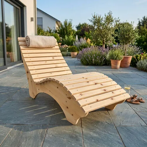 TUGA - Holztech Gartenliege Relaxliege Himmelssofa Ruhe-Vroni (Lärche) 2-teilig - Ergonomische Gartenliege aus 100% Naturholz für ultimativen Komfort. Ideal für Innen- und Außeneinsatz, robust und langlebig mit Edelstahlverschraubung. Perfekt zum Entspannen und Genießen!