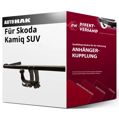 Skoda Kamiq SUV Typ NW4 Anhängerkupplung von Auto Hak - Abnehmbare Anhängerkupplung für Skoda Kamiq (07.2019 - jetzt), keine Eintragung in Fahrzeugpapiere notwendig, Anhängelast bis 1250 kg, inklusive Montagezubehör.
