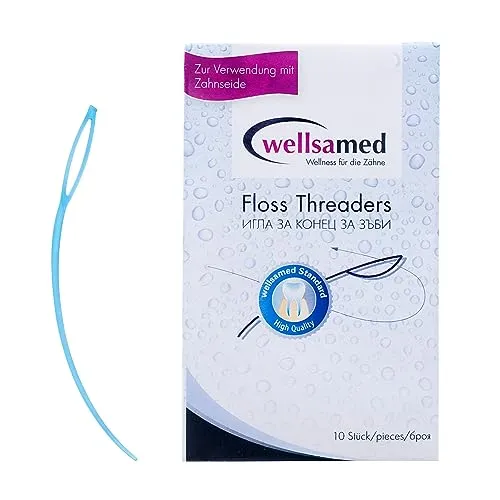 Wellsamed 10 Stück Zahnseide-Einfädler, Floss Threaders Geschmacksneutral, für Zahnspangen und Implantate