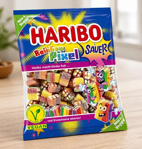 Haribo Rainbow Pixel Sauer 160g – Vegane Fruchtgummi bunt & sauer