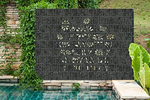 Zaundruck Sichtschutzstreifen aus Techno-Vlies - nachhaltiger Sichtschutz für Doppelstabmattenzaun - hochwertiger Windschutz 23,4 m x 19 cm - Sichtschutz-Rolle - Florenz (Grau) Laser Blume