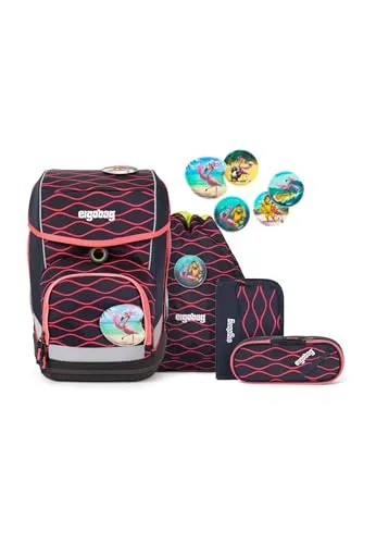 ergobag cubo Set 6-teilig - Ergonomischer Schulrucksack für die 1. Klasse - Schulranzen-Set mit höhenverstellbarem Tragesystem, hohem Tragekomfort und guter Sichtbarkeit durch Reflektoren - ideal für Grundschüler.