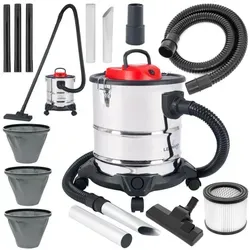 Lehmann Haddo Industriestaubsauger 2000W - Aschesauger mit Doppelfilteranlage, 20L Edelstahltank, vielseitig einsetzbar für Nass- und Trockensaugen