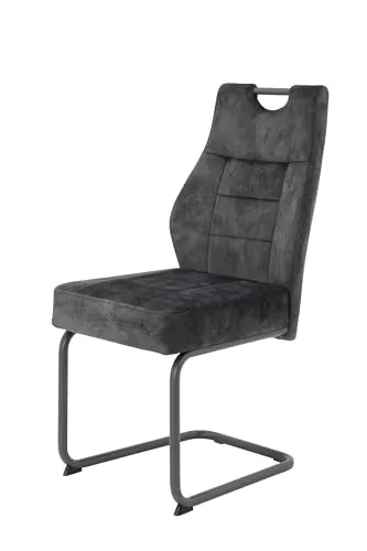 Hela Esszimmerstuhl Linda, Samtvelour Anthrazit - Esszimmerstuhl mit komfortablem Federkorb, belastbar bis 140 kg und stilvollem Samtvelour in Vintage Optik - ideal für gemütliche Essbereiche.
