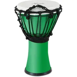 XDrum Djembe 7" grün - Percussion, 7 Zoll Durchmesser aus PVC mit traditionellem Seil-Spannsystem und Kunststoff-Fell in Natur-Optik für authentischen Klang.