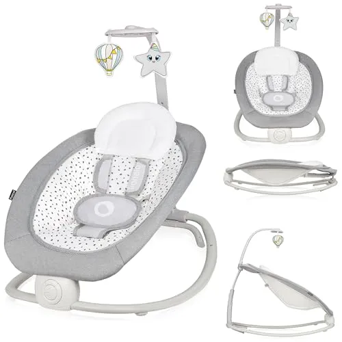 LIONELO Pascal Baby Wippe - Babywippe & -schaukeln mit sanften Vibrationen, 5 Melodien und einem interaktiven Spielzeugkarussell für maximale Unterhaltung und Beruhigung Ihres Babys.