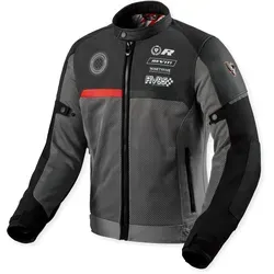 Revit Motorradjacke Swiftblade – belüftet mit Protektoren in Grau/Rot/Schwarz, Größe M - Motorradjacke aus 85% Polyester und 15% Leder, ideal für Sportfahrer. Mit Belüftungsöffnungen und Protektoren für optimalen Schutz und Komfort.