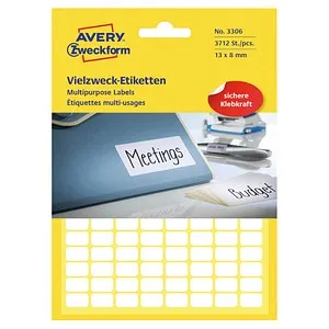 AVERY Zweckform Etiketten 3306 weiß 13,0 x 8,0 mm, 3.712 Etiketten
