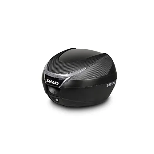 SHAD D0b34106 - Topcase oder Tasche für Roller und Motorrad - Topcase mit Carbon Look, ideal für 1 Jet-Helm, inklusive Montageset und maximaler Traglast von 3 kg, entworfen in Barcelona.