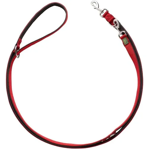 HUNTER NEOPREN Verstellbare Hundeführleine 1,5 x 200 cm - Rot/Schwarz - Klassische Hundeleinen mit weicher Neoprenpolsterung für optimalen Grip und Komfort. Ideal für sportliche Aktivitäten, witterungsbeständig und pflegeleicht.
