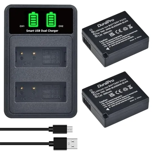 DuraPro 2Pcs DMW-BLE9 DMW-BLG10 Akku + LED USB Dual Ladegerät with Type c Port für Panasonic DMW-BLG10E Lumix DC TZ202 GX9 DC-LX100 II TZ101 TZ91 TZ81 GF6 GX7 GX80 LX100