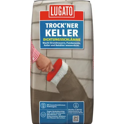 LUGATO Trock'ner Keller Dichtungsschlämme 25 kg - Sanitärinstallation – hochwertige Dichtungsschlämme für trockene Keller, ideal zum Abdichten und Schutz vor Feuchtigkeit.