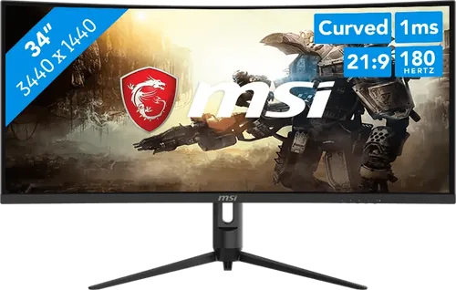 MSI MAG 342CQR E2 34 Zoll Curved Gaming-Monitor - Ultrawide QXGA Monitor mit 180Hz Bildwiederholfrequenz, AI Vision für mehr Details in dunklen Szenen und ergonomischer Verstellbarkeit für komfortables Spielen.