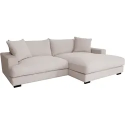 Ecksofa dove - Cord mit recamiere rechts - Gemütliche Wohnlandschaft aus hochwertigem Cord in creme/beige, ideal für Ihr Wohnzimmer. Topseller mit Speditionslieferung bis in die Wohnung.