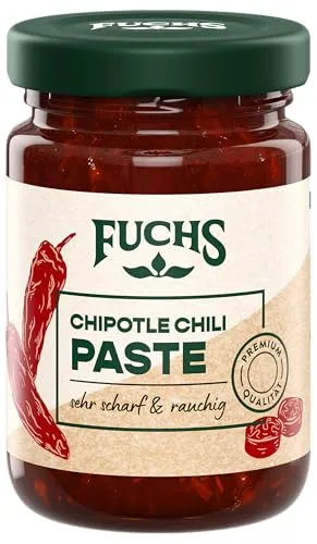 Fuchs Gewürze - Chipotle Chili Paste | Sehr scharf-rauchige Würzpaste mit natürlichen Zutaten, mit Chipotle Chili und geräucherter Paprika | Ideal für Marinaden |100 g in wiederverschließbarem Glas