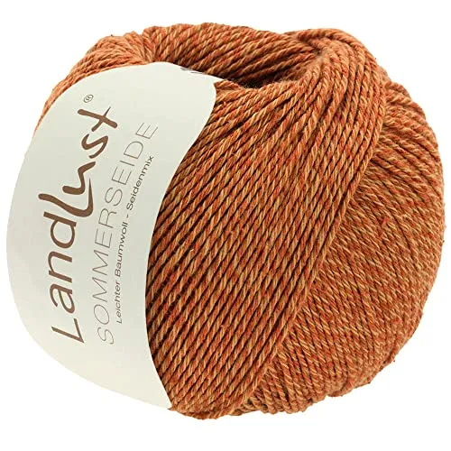 LANA GROSSA Landlust Sommerseide | Feines & leichtes Baumwoll-Seidengarn | Handstrickgarn aus 50% Seide & 50% Baumwolle | 50g Wolle zum Stricken & Häkeln | 170m Garn FB 37