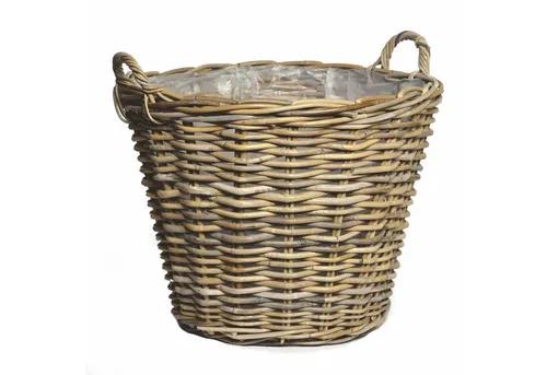 Spetebo Pflanzkorb aus Weide Natur - 45 cm - Garten-Zubehör: Stilvoller Pflanzkorb aus natürlicher Weide, ideal für Ihre Blumendekoration, mit Folie ausgekleidet für optimalen Nässe-Schutz.