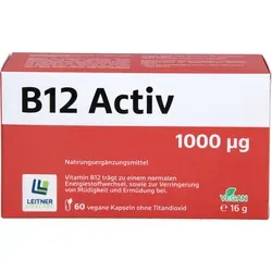 B12 Activ 1000 µg Kapseln - Vitamin B12 Nahrungsergänzungsmittel, unterstützt den Energiestoffwechsel und reduziert Müdigkeit, gluten- und lactosefrei, vegan.
