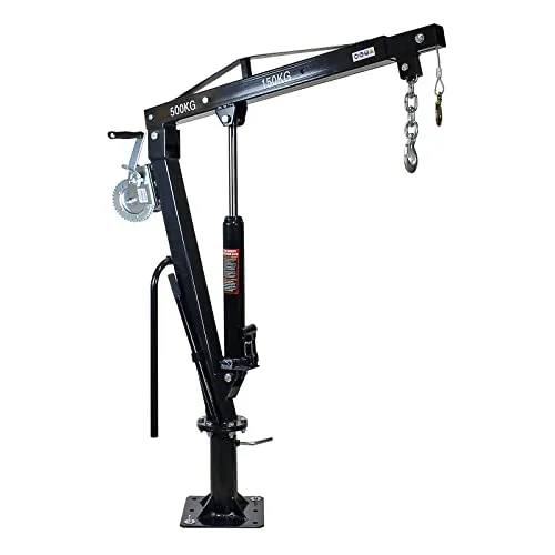 Wiltec Pickup Kran mit Seilwinde, 500 kg Traglast - Kräne mit Winden – Stabiler Werkstattkran mit 360° Drehkranz und massiven Standfuß für sichere Bodenmontage, ideal für schwere Lasten bis 500 kg.