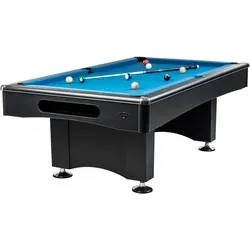 Winsport Poolbillardtisch "Black Pool 6 ft." - Schwarz/Blau - Billardtisch für Einsteiger mit 25 mm Naturschieferplatte, ideal für Schulen und Vereine. Zerlegbar für einfachen Transport, stabil und strapazierfähig.