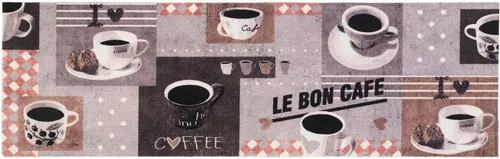 Primaflor-Ideen Küchenläufer "BON CAFE, Made Belgium" - Blaue Teppiche, rutschhemmend und waschbar, ideal für eine gemütliche Küche mit Schutz vor Kälte und Abnutzung.