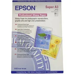 Epson Professional Glossy Paper S041457 – Glanzpapier für brillante Fotos - Hochwertiges Glanzpapier von Epson in der Größe 329mm x 483mm. Ideal für beeindruckende Fotodrucke mit lebendigen Farben. 20 Blatt pro Packung, optimal für kreative Projekte.