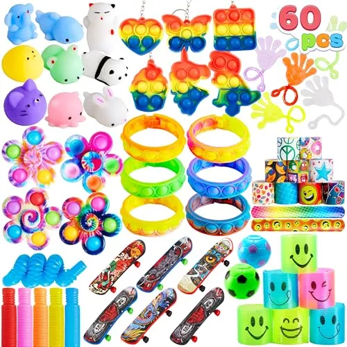 JOYIN 60-teiliges Kindergeburtstag Mitgebsel Set – Fidget Spielzeuge - 60-teiliges Set mit beliebten Fidget Spielzeugen für Kindergeburtstage. Perfekte Goodie Bags Füller, die für Spaß und Freude sorgen, ideal für jede Feier und sicher für Kinder.