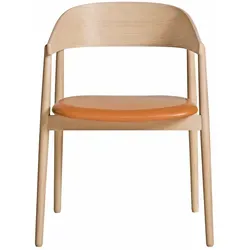 Andersen Furniture - AC2 Stuhl, Eiche weiß pigmentiert / Leder cognac