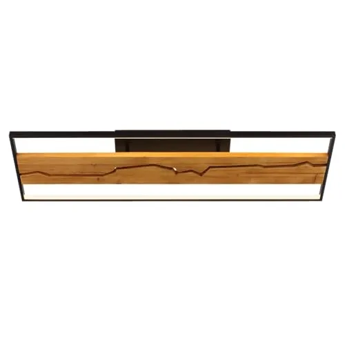 Lightbox LED Deckenlampe 100 cm | Dimmbare Deckenleuchte mit Holz & Blitz Muster - Moderne LED-Deckenlampe mit 3-Stufen-Dimmer. Schafft mit warmweißem Licht (3000 K) und 6000 Lumen eine gemütliche Atmosphäre. Hochwertige Holz-Metall-Kombination für stilvolles Wohnen.