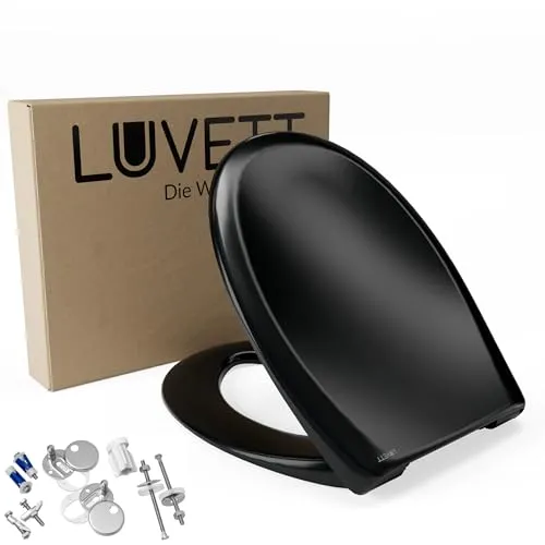 WC-Sitz C770 Schwarz oval mit Absenkautomatik - WC-Sitz in elegantem Seidenglanz Schwarz, oval mit praktischer Absenkautomatik für leises Schließen und stilvolle Akzente im Badezimmer.