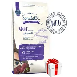 Sanabelle Adult mit Strauß - Hochwertiges Katzentrockenfutter - Katzenfutter für ausgewachsene Katzen ab 12 Monaten, mit 21% frischem Geflügelfleisch und 4% Strauß, unterstützt die Immunabwehr und ist glutenfrei.