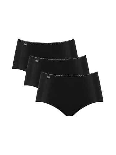 Sloggi Damen Unterhose 24/7 Microfibre Midi , Recycelte Mikrofaser, 3-Pack, 48, Schwarz