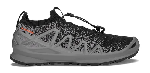 Lowa Sneaker-Laufschuhe Fusion Low – grau/schwarz Herren - Wanderschuhe mit anatomischem Shape und sockenähnlichem Einstieg für besten Gehkomfort. Das dehnbare Strickmaterial sorgt für einfachen Ein- und Ausstieg, während die LOWA-DynaPU®-Zwischensohle dämpft.