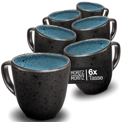 Moritz & Moritz ORGANIC Kaffeetassen Set 6er - Stilvolle Kaffeebecher mit einzigartigem Farbverlauf - Kaffeetassen & Becher: Genießen Sie Kaffee stilvoll mit diesem 6er Set aus robustem Steinzeug, das durch seinen einzigartigen Farbverlauf jede Tasse zum Unikat macht.