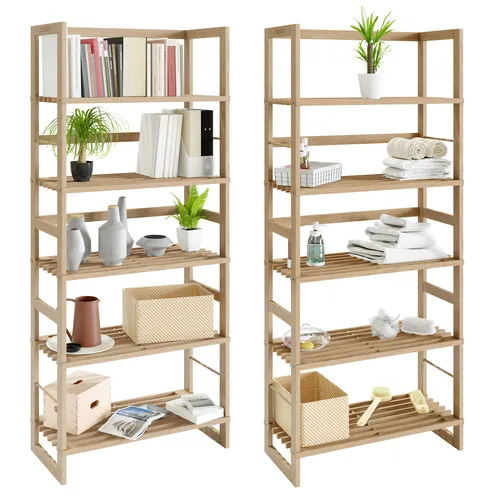 Casaria® 2X Badregal Standregal Holz 5 Böden - Standregal aus Echtholz mit 5 Etagen, ideal für Badezimmer, Küche oder Wohnzimmer. Belastbarkeit bis 50 kg, sorgt für Ordnung und ist vielseitig einsetzbar.