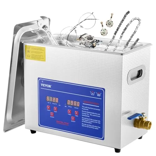 BuoQua Ultraschallreiniger 6L reiniger ultraschallgerät Ultraschallreinigungsgerät Ultrasonic Cleaner mit Heizung Digital Timer for glasses Jewellery False Teeth Coins etc