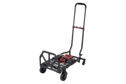 PARKSIDE PERFORMANCE® 2-in-1 Transportwagen und -karre - Werkstattwagen mit klappbarem Design, ausziehbarem Handgriff und 2 elastischen Fixierbändern für sicheren Transport von bis zu 150 kg.